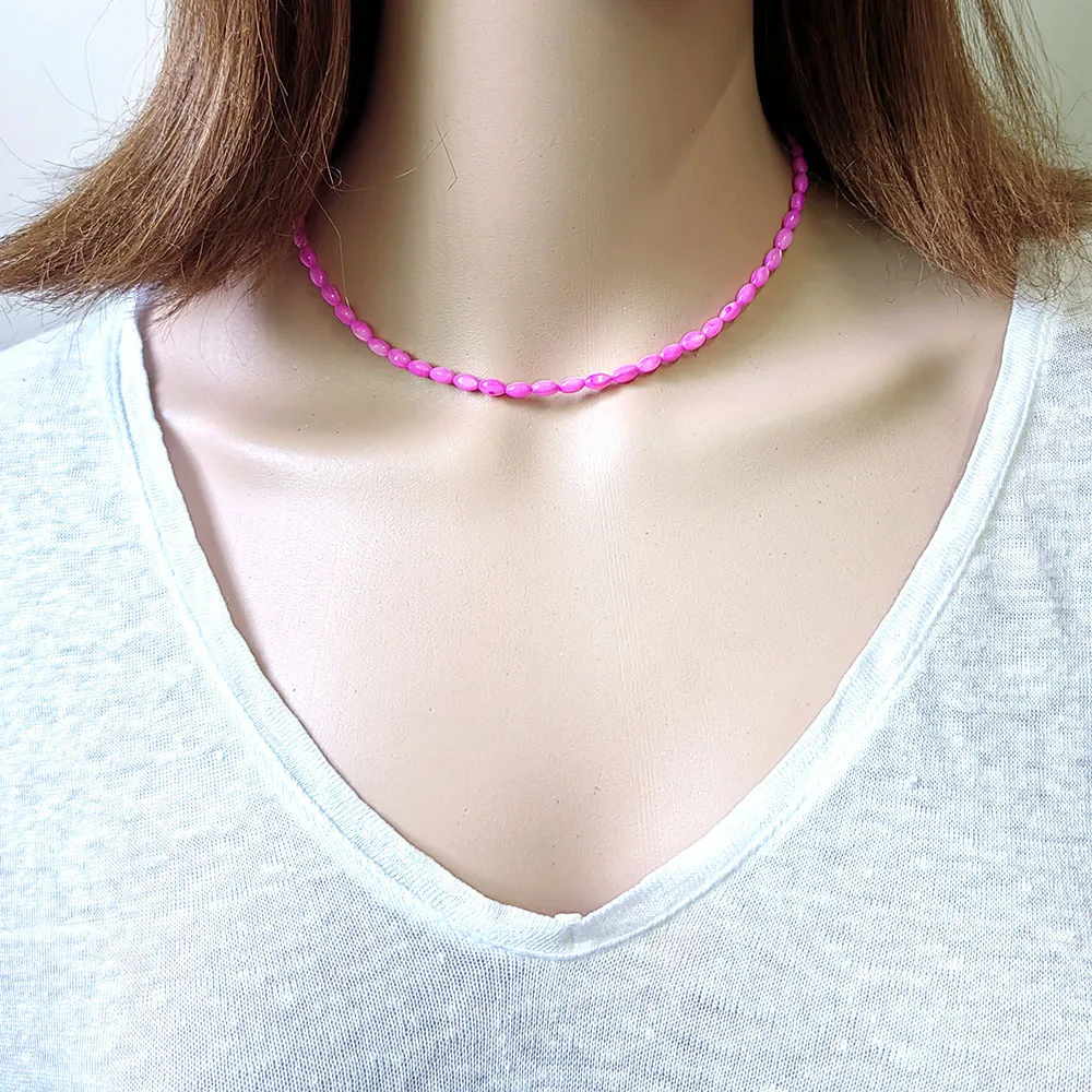 HUIDANG Neu in Perlen Halskette Kragen kurze bunte Muschel Perle Sommer Halskette Damen – Detail 13
