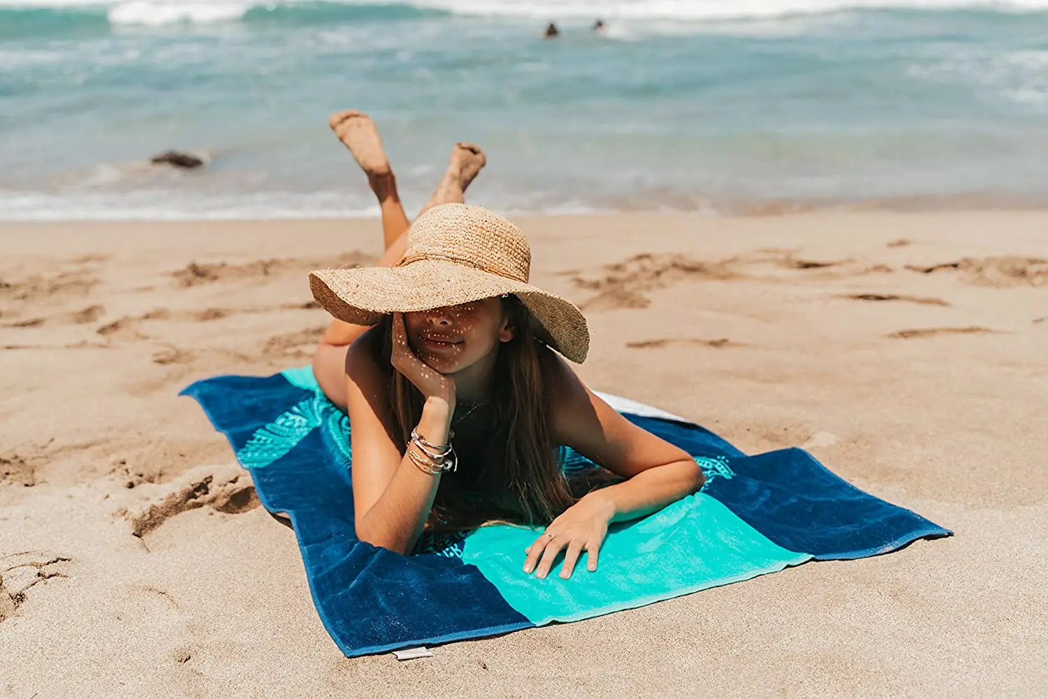 Blue Turtle Beach Towel – Tropical Blue Colors with A Unique Design, Extra Large Made from 100% Cotton for Kids & Adults