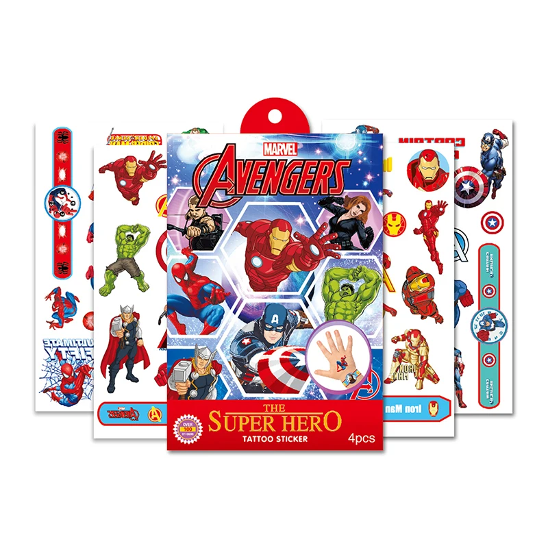 Disney Toy Anime Figure Avengers Spider-Man Kids Temporary Tattoo Body Art Waterproof Transfer Printing Stickers Gift Packaging