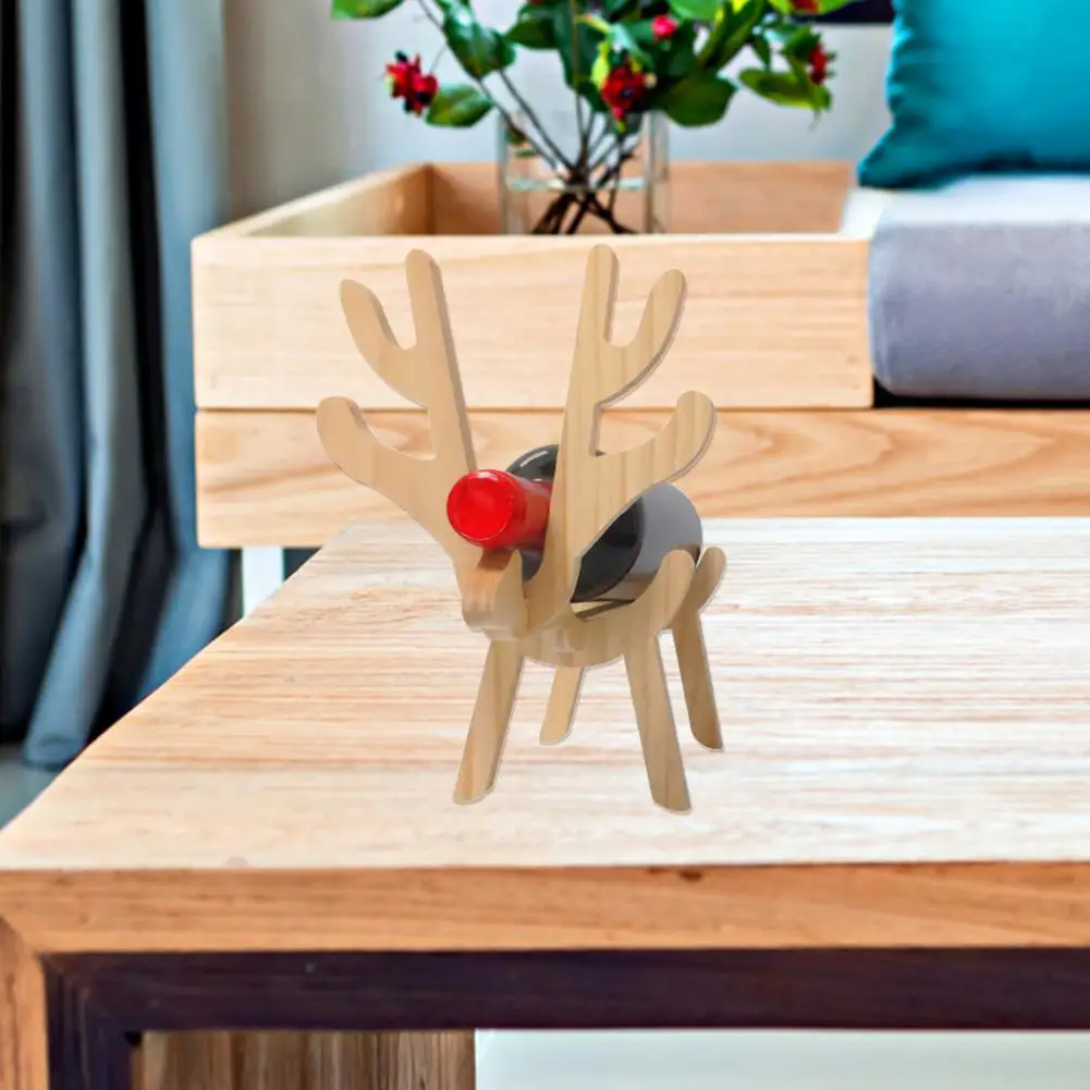 حامل النبيذ المفيد كونترتوب خشبي حامل النبيذ قائم بذاته شكل حيوان المضادة للخدش حامل تخزين النبيذ للبار #6