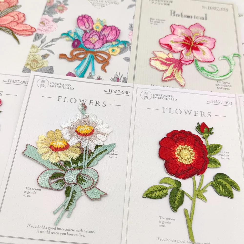 Flower Embroidery Stickers Ironing Patches For Clothing Parches Bordados Para La Ropa Thermoadhesive Patch Sewing Accessories