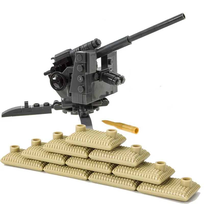 MOC-bloques de construcción de pistola de aterrizaje de Normandía, accesorios de figura de arma militar, modelo de vehículo tanque, juguetes creativos ensamblados para niños