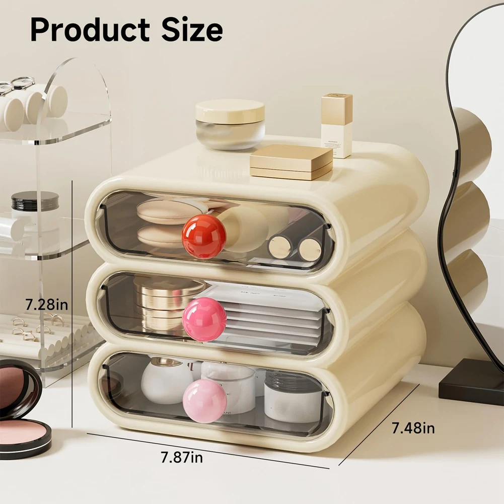 ABLN-boîte de rangement à tiroirs à trois couches, coiffeuse compacte, boîte de rangement de cosmétiques de Style tiroir, peut stocker une étagère à cosmétiques