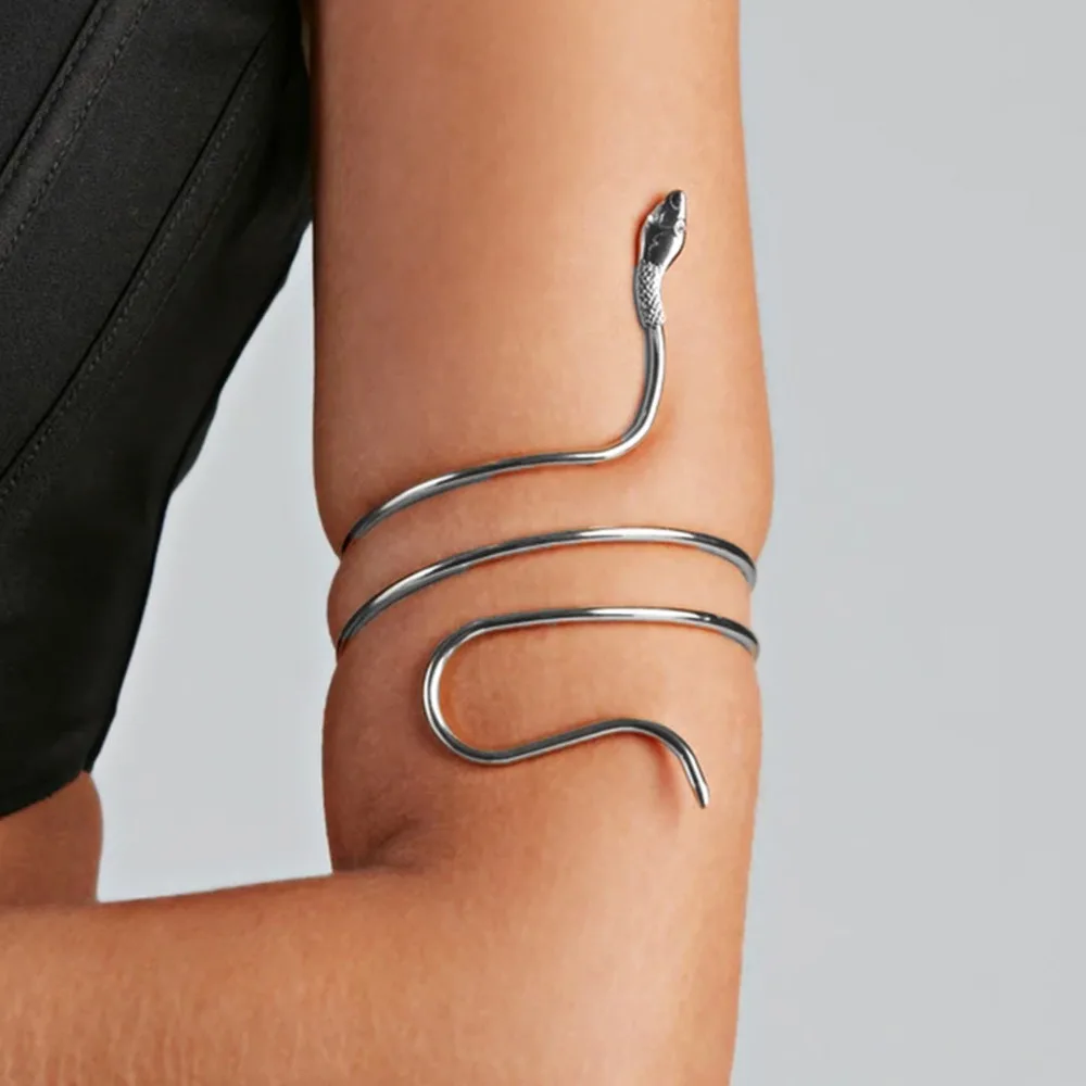 Tribal Chic Wrapped Snake Bracelet Bohemian Style Exaggerated Punk Gothic Jewelry Gift Creative Adjustable Body Bracelet