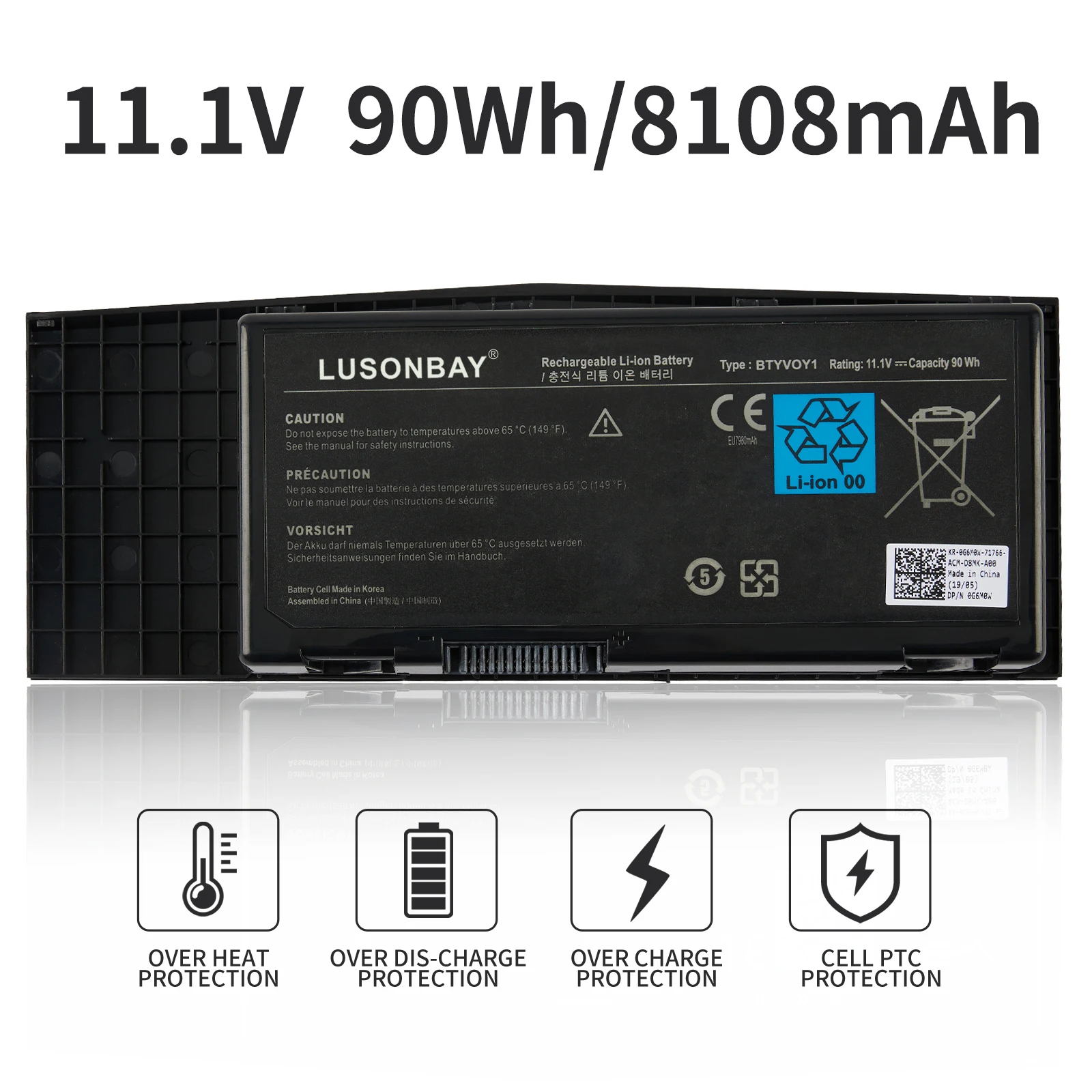 LUSONBAY BTYVOY1 Laptop Battery for Alienware M17x R3 R4 7XC9N C0C5M 0C0C5M 05WP5W 5WP5W CN-07XC9N 318-0397 451-11817 90WH