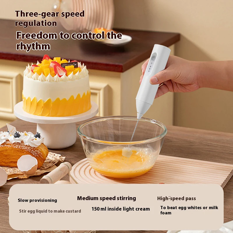 Electric mini egg beater, USB charging milk frother, portabl