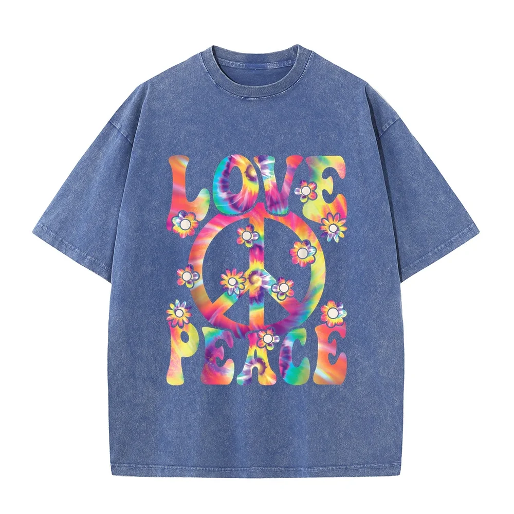 Love Peace Sign 60s 70s Hippie Costume Man's Girls T-Shirt Oversized T Shirt Man Camisetas Para Hombre Originales Casual Tee