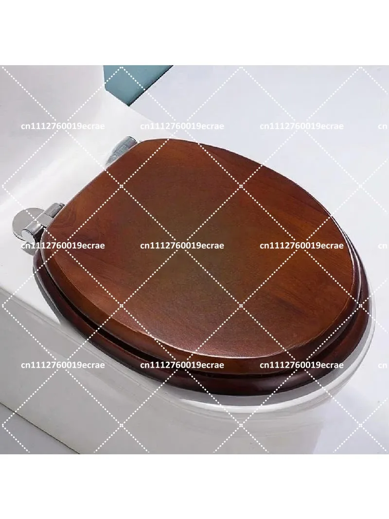 Thickened Solid Wood Toilet Cover O/V/U Type Walnut Color Bathroom Accessories