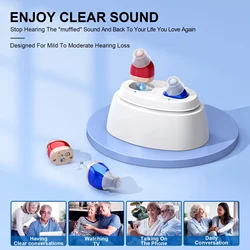 Portable Mini CIC Invisible Rechargeable Micro In-Ear Adjustable Digital Hearing Aid for Deaf Elderly People
