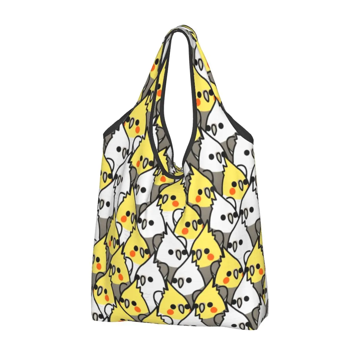 Fashion Printed Parrot Birds Cockatiel Squad Shopping Tote Bags Portable Shoulder Shopper Animal Handbag