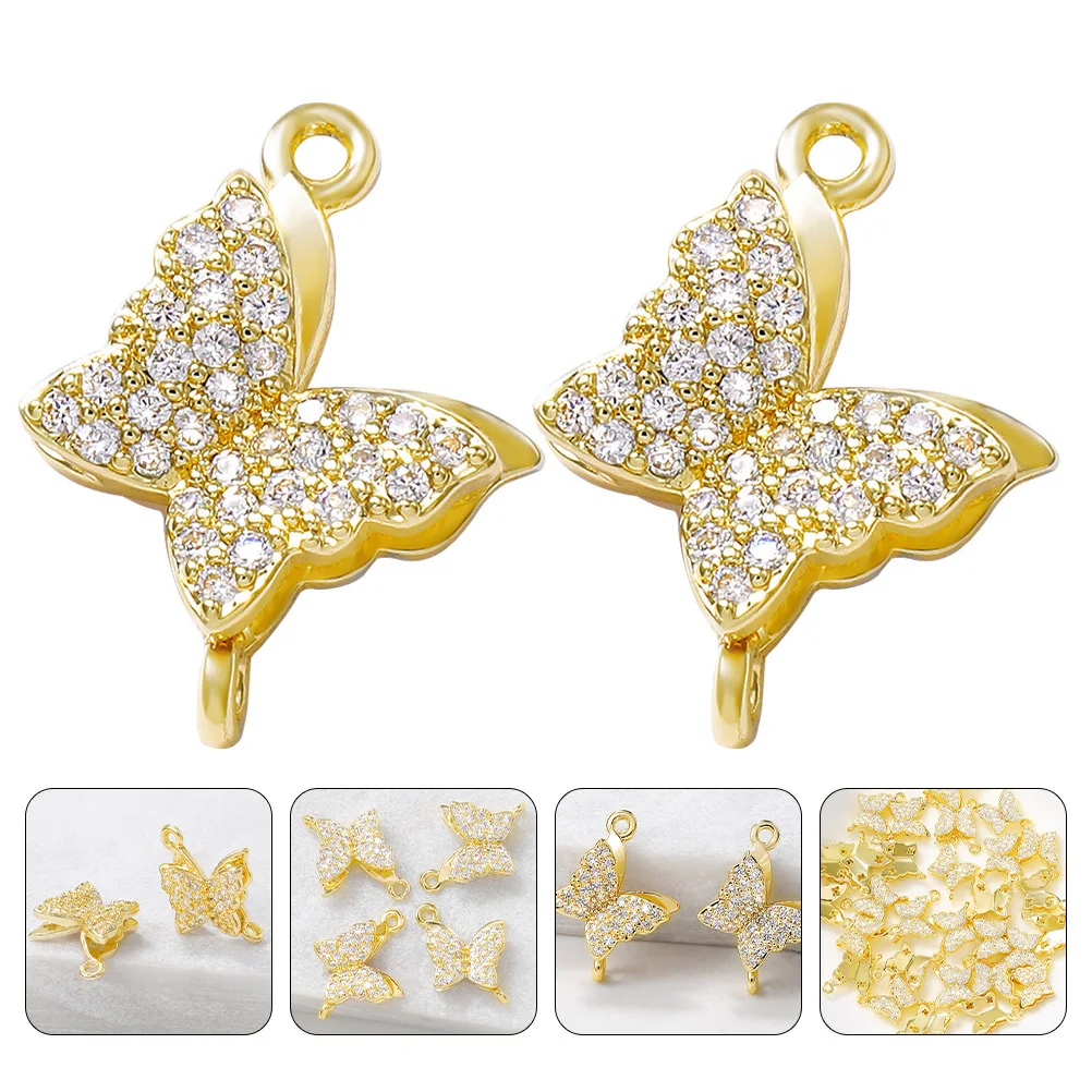 

2 шт., металлические подвески-бабочки, хрустальные подвески, аксессуары для самостоятельного изготовления ювелирных изделий, украшения, яркие подвески, металлический кулон