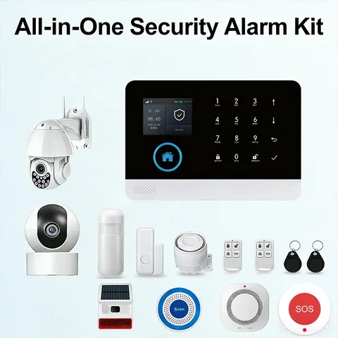 PGST PG103 WIFI 4G Smart Home Alarm System with Camera Alexa Google Wireless Security Safe for House Tuya Smart Life APP 433MHz