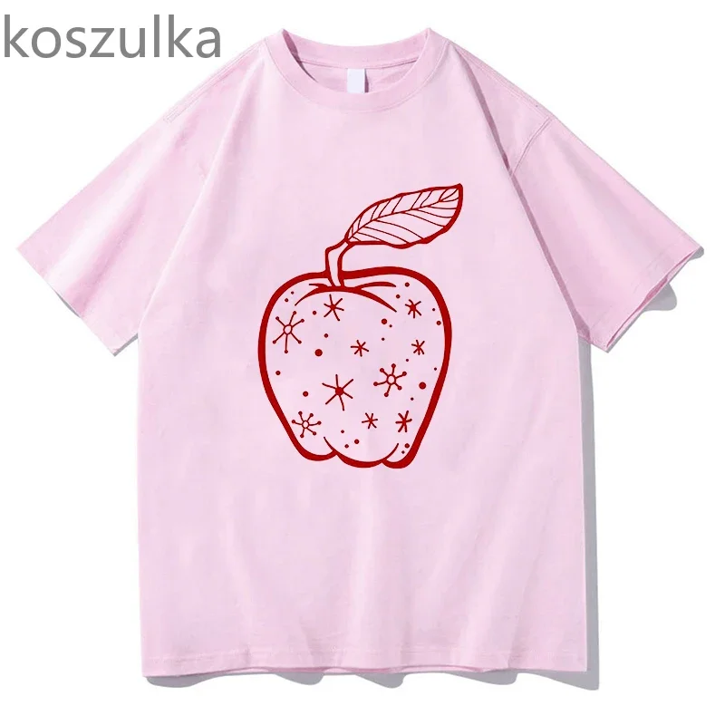 Fantastic Mr Fox Apple T-shirt Graphic Printing Aesthetic O-neck Tee-shirts Short Sleeve Gothic Cotton Tshirt Pure Cotton Tops