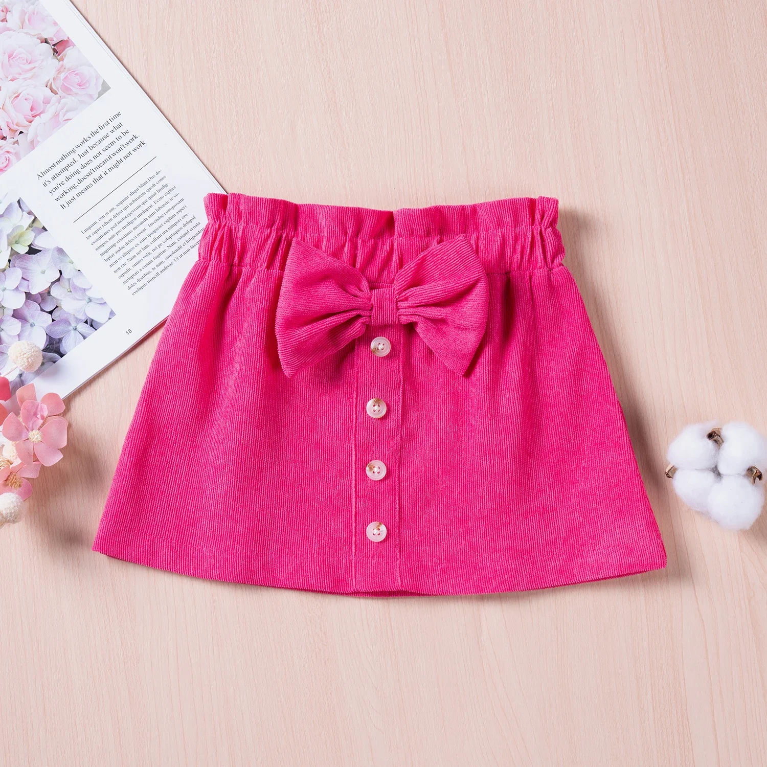 Toddler Baby Girl Skirt Solid Button Skirt With Bow Trim Solid Color Skirt Casual Spring And Autumn Girl Short Skirt