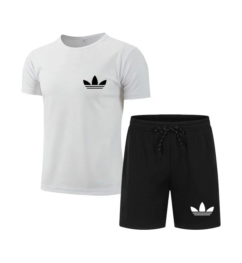 

Summer New Men's Brand Set Fashion Quick drying Sportswear Short sleeved T-shirt+Sports Shorts Casual Clothing Jogging