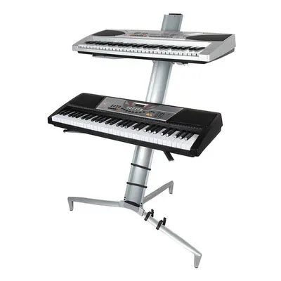 Dudukan piano elektronik dua lapisan, rak keyboard MIDI synthesizer universal baris ganda paduan aluminium rak piano listrik multi