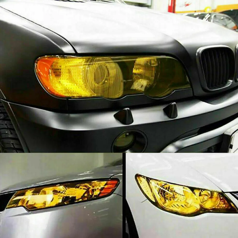 Yellow Sporty Racing Vinyl Film Trim Wrap For Headlight DRL Fog Light 12x48inch Universal Window Tint Film Car Accessories