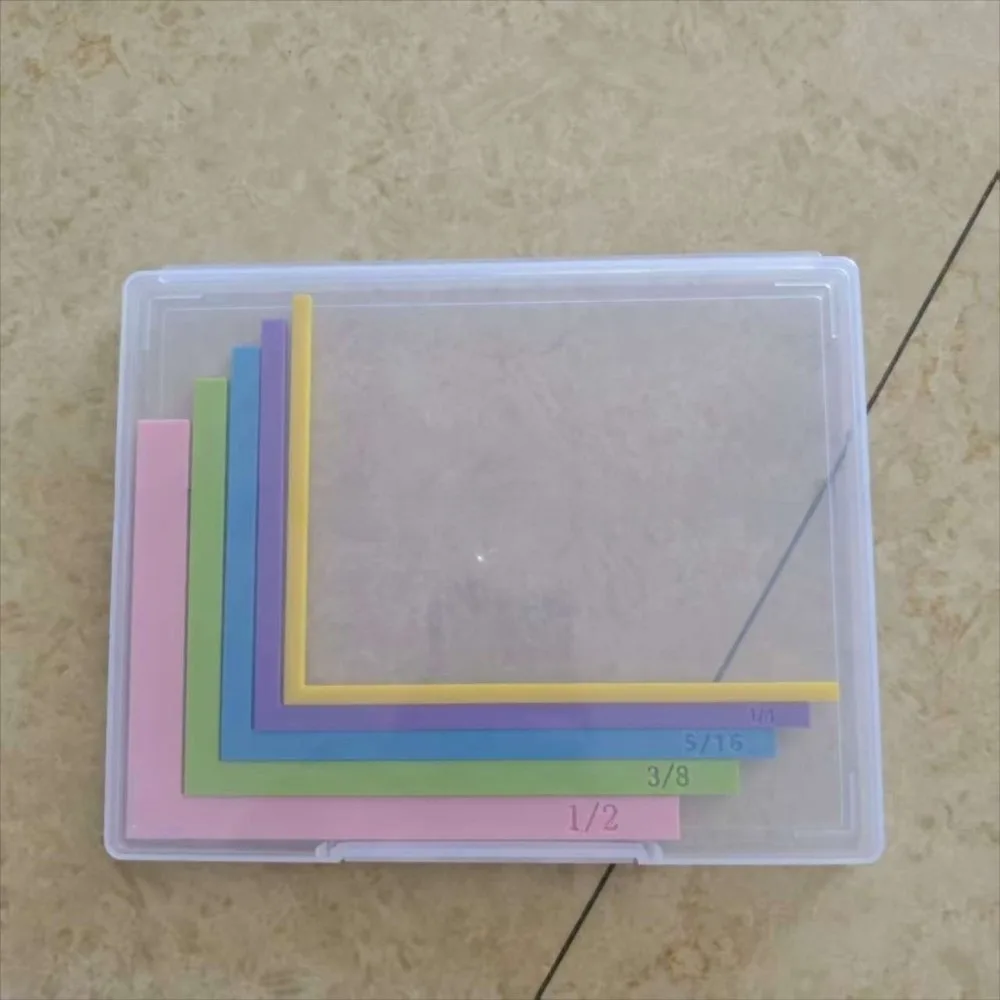 Color-Coded Precision Layering Ruler Size Tabs L-Shaped Design Card Positioning Tool With Storage Case