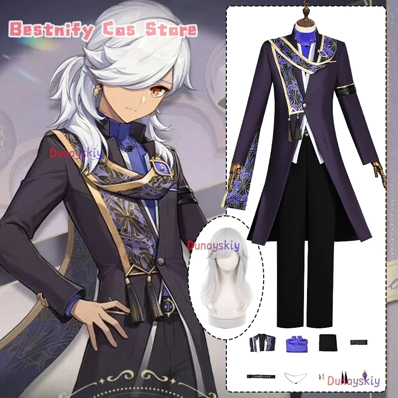 

CosplayGenshin Impact Brilliant Night Feast Cyno Cosplay Costume Medieval vintage knight Men Suit Anime Outfits Wig Prop Role-pl