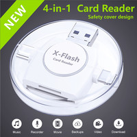 4 in 1 Card Reader Adapter for iPhone 13 12 11 X 9 Multifunctional OTG Card Reader TF SD Card OTG Camera Photo Transfer to Phone