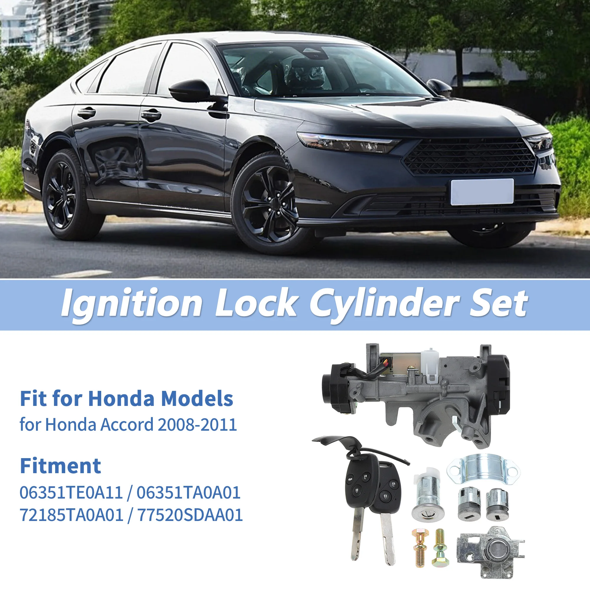 

UXCELL No.72185TA0A01 Ignition Lock Cylinder Door Lock Set for Honda Accord 2008-2011