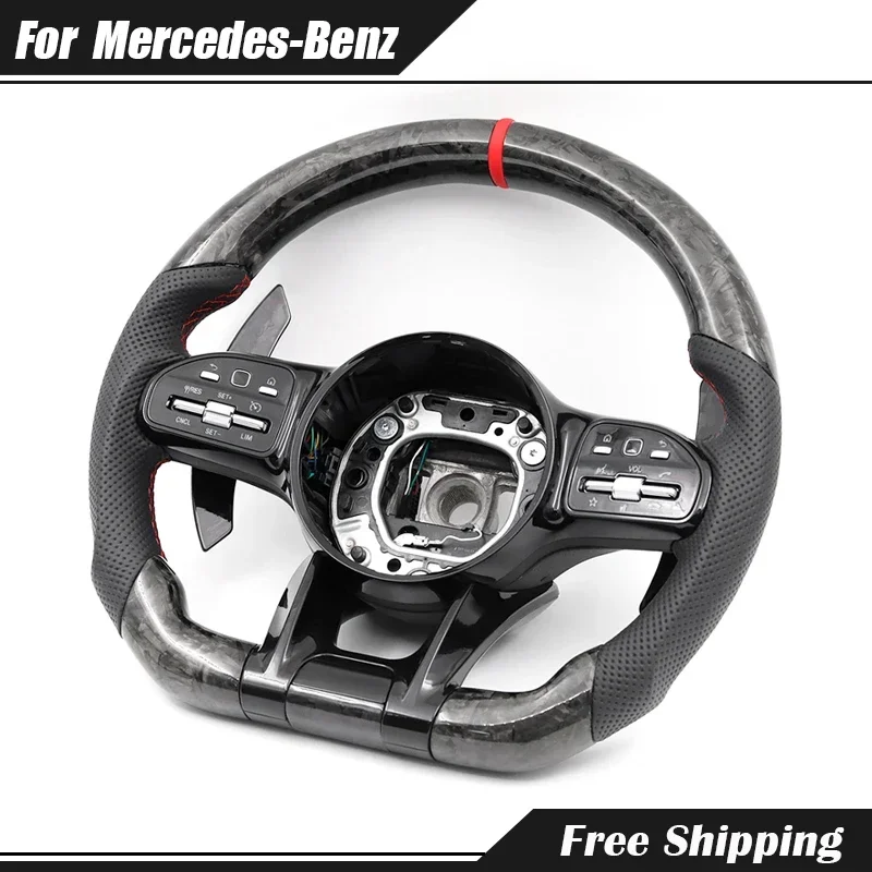 Car Forged Carbon Fibre Steering Wheel For Mercedes Benz AMG Class CLS GLC GLE GLS GLA CLA CLK C63 W204 W205 W206 Auto Parts