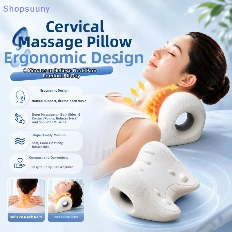 [SU]Ergonomic Neck And Shoulder Massage Pillow For Home Use Helps Stretch Cervical Vertebrae Relax[SU]