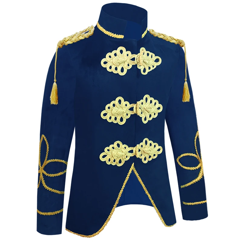 New Men's Golden Velvet Embroidered Slim Suit Nightclub Bar Male Singer Stage Show Host Makeup Performance Coat Theme party wear