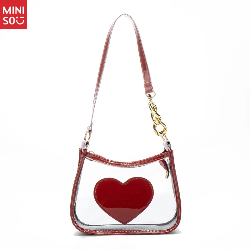 Miniso Sweet Heart Underarm Bag 2025, PVC Jelly Crossbody Purse