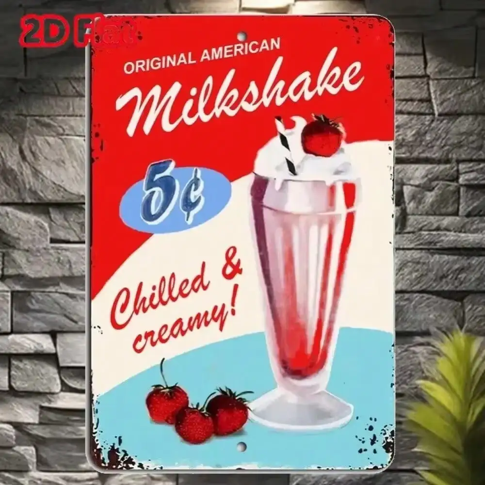 Металлический знак американского молочного коктейля, обеденный декор, подарок на Рождество/Хэллоуин, настенная скульптура