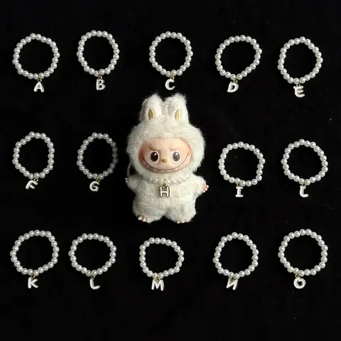 Mini Labubu Pendant Accessories Letter Pearl Necklace For Labubu V4 Pin for Love Series Doll Clothes Accessories