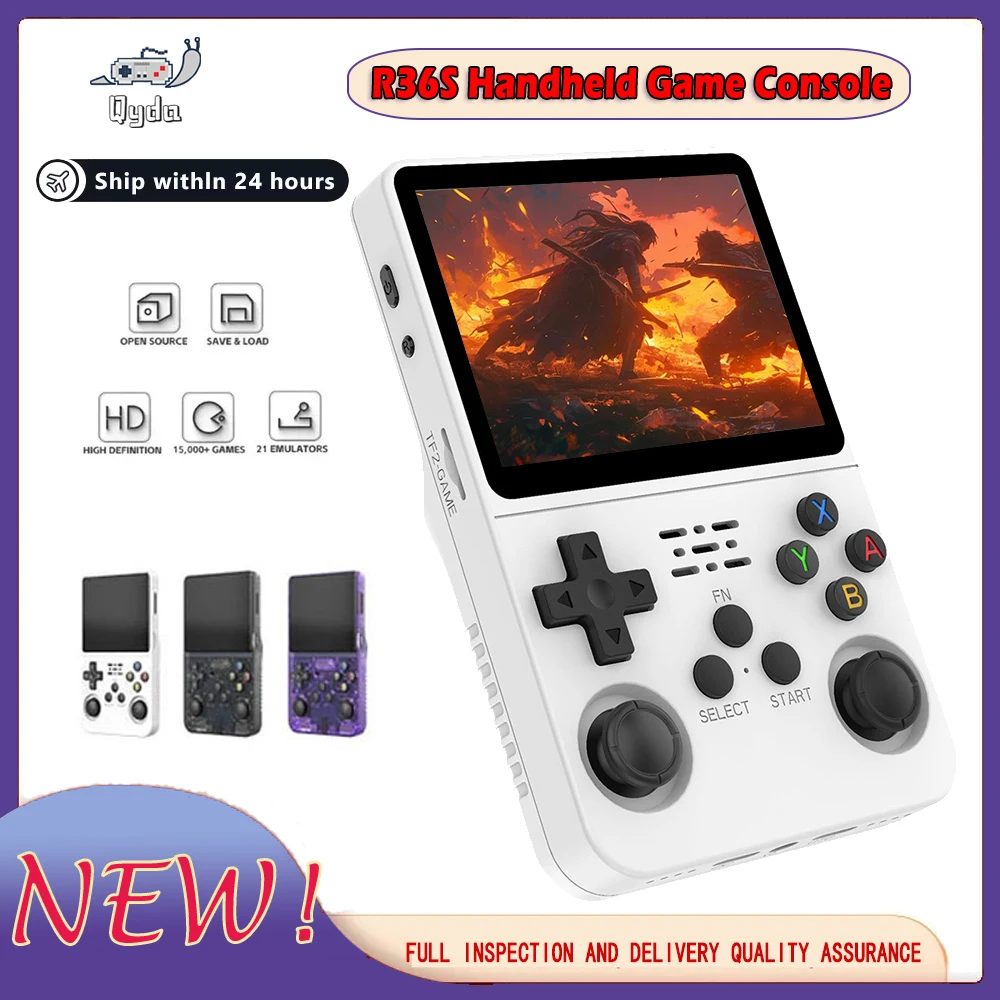 

NEW R36S Retro Handheld Game Console Linux System 3.5 Inch IPS Screen Portable Pocket Video Player 64GB 128GB Games Kid Gift