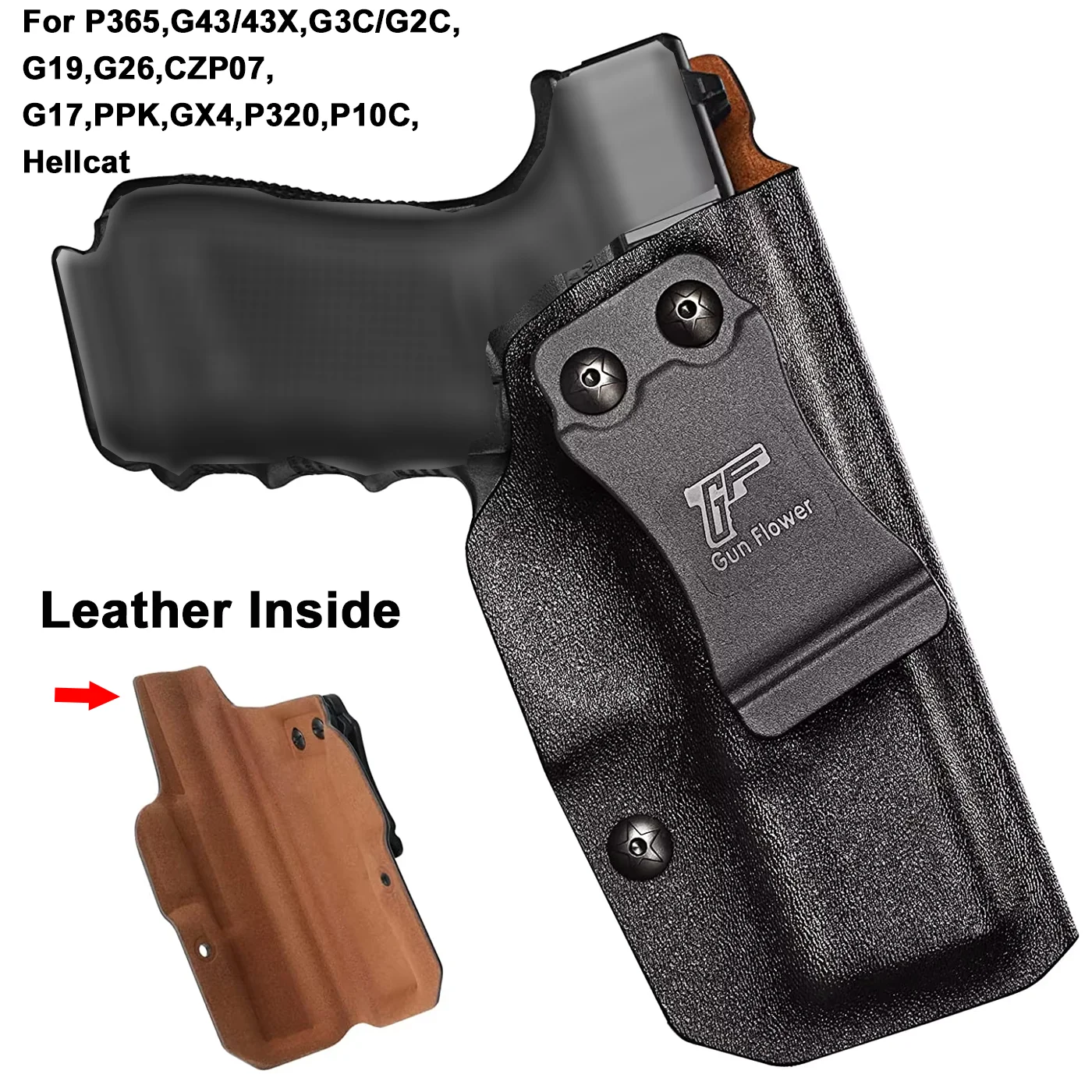 

Кобура для пистолета для Hellcat (не подходит для Hellcat pro), кобура IWB Kydex для скрытого ношения с кожаной внутренней правой рукой