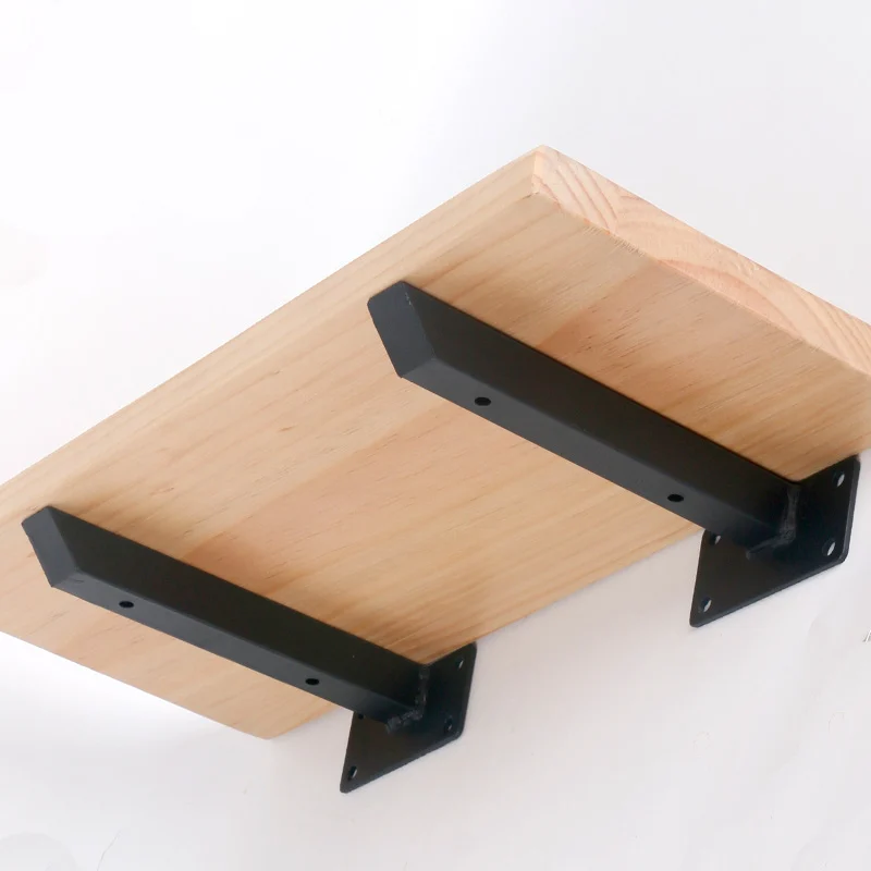 2 Stuks Zwarte Driehoek Muur Beugel Vaste Lade Plank Hout Metaal Rechte  Wandplank Voor Magnetron Hardware Accessoires