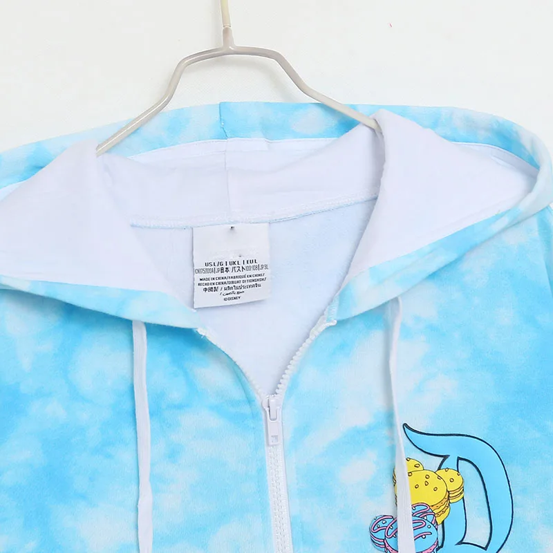 Felpa con cappuccio Disney Tie Dye Disneyland Felpe con zip Giacca in pile Maglione Donna Casual Allentato Top Streetwear Coppia unisex