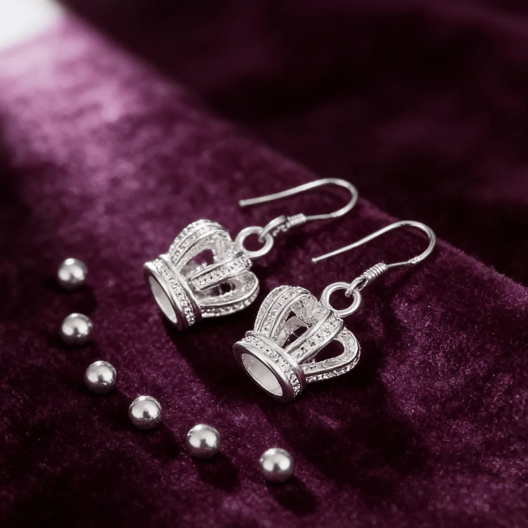 High-quality 925 Sterling Silver Stunning Crown crystal Earrings for Women Couple Gifts designer Jewelry wedding Engagement