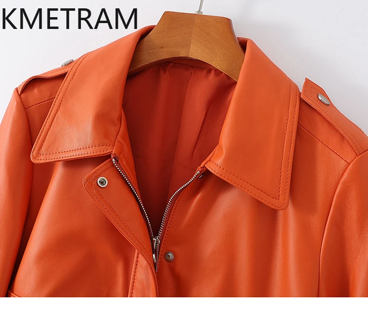 100% strato superiore giacche di pelle di pecora donna casual corto motociclista giacca in vera pelle nuovo in capispalla autunno abbigliamento donna 2025 arrivoات