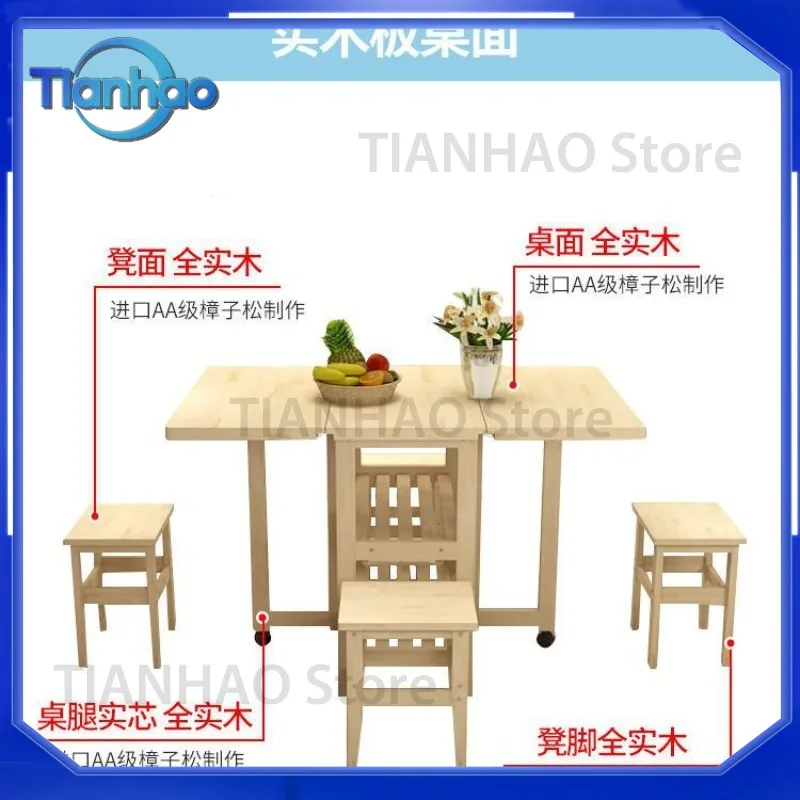 Extendable Folding Dining Table for Small Spaces Compact Simple Home Use Rental Apartment Wall Mounted Solid Wood Dining