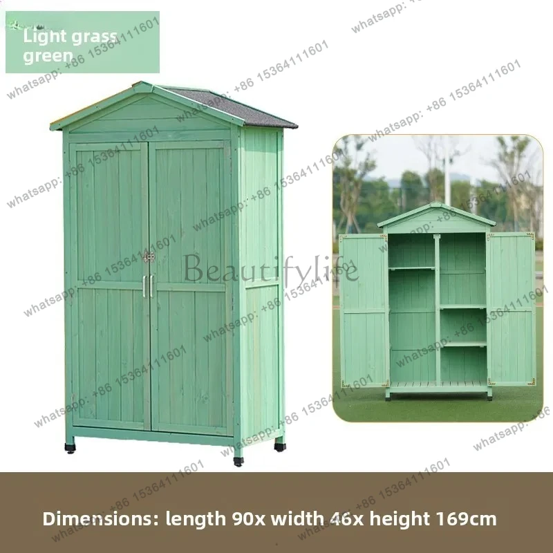 Outdoor Solid Wood Tool Storage Cabinet Rainproof Sunproof Garden Outdoor Miscellaneous Storage Box