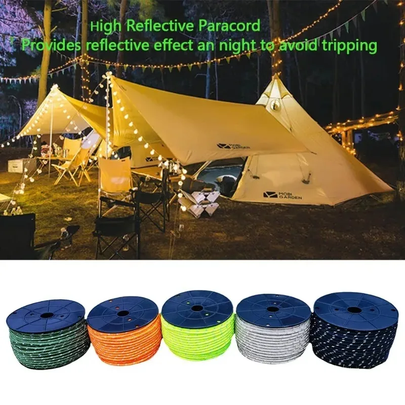 

50 м светоотражающий паракорд 6 мм парашютный шнур открытый кемпинг веревка для выживания прочный зонтик палатка ремешок веревка для белья