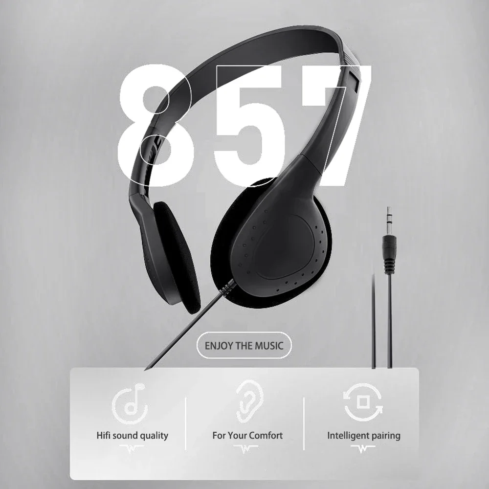 Universal 3.5mm Wired Computer Headphone No Microphone Gaming Headset Noise Canceling Sports MP3 Earphone Wired Stereo Headset