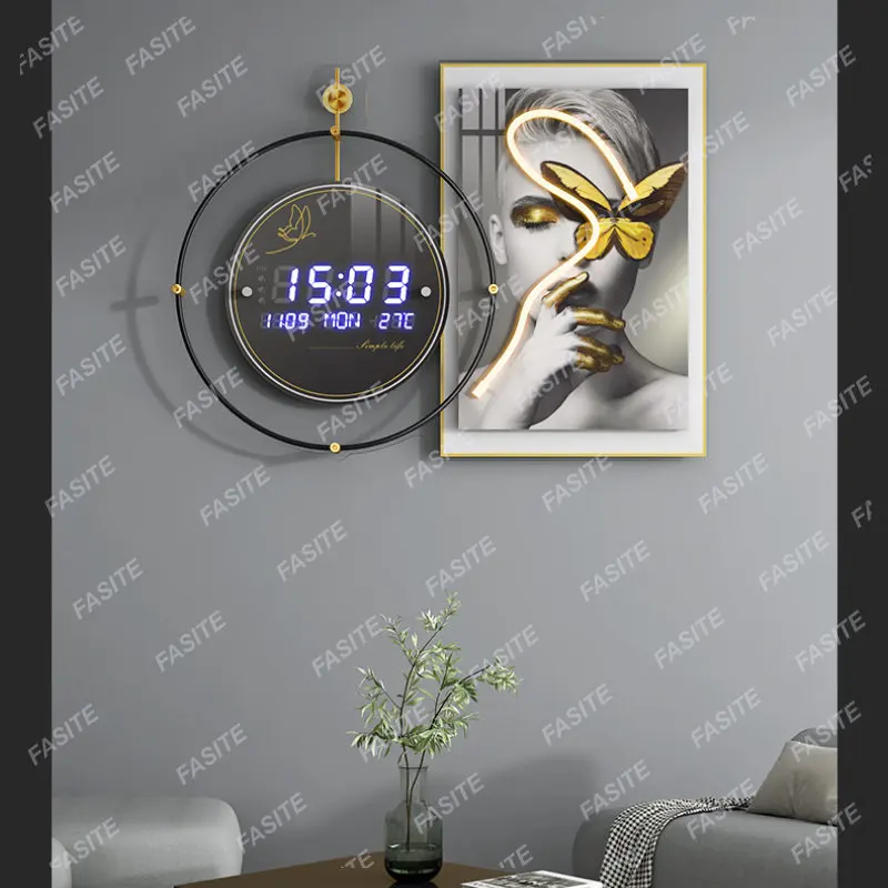 Large Led Digital Watch Wall Minimalist Home Design Art Unusual Silent Calendar Wall Clock For Bedroom Wall Decor Luxury