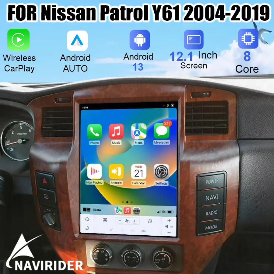 

12,1-дюймовый Android-экран с GPS-навигацией для Nissan Patrol Y61 2004-2019, автомобильный радиоприемник, мультимедийный видеоплеер, головное устройство с RHD и левым рулем