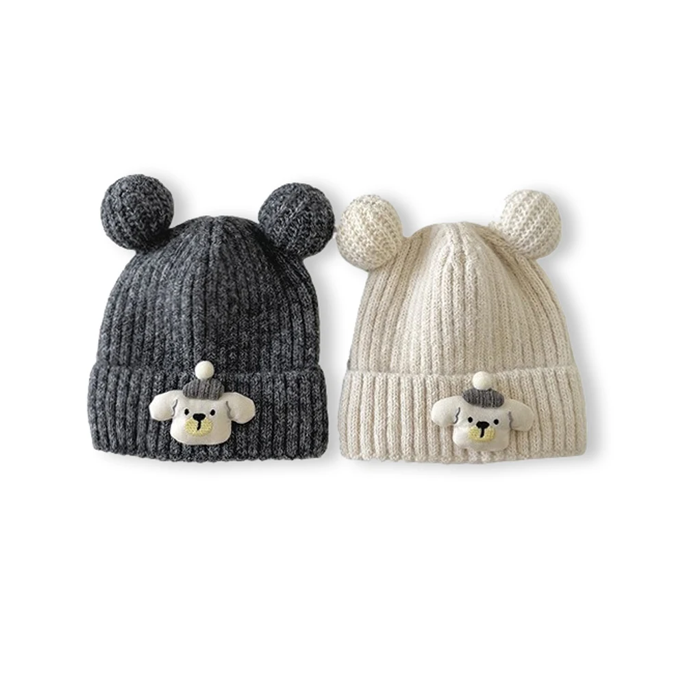 

Вязаные милые шапочки с медвежьими ушками для детей от 1 до 6 лет, теплая шапка-тазик, милая шапка, зимняя/осенняя утолщенная шапка-ведро с холодными ушками