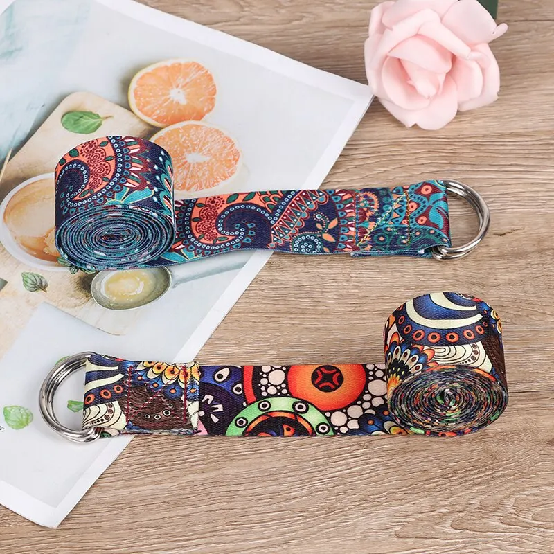 Yoga Strap Fitness Rope Colored Printed Adjustable Belt Washable