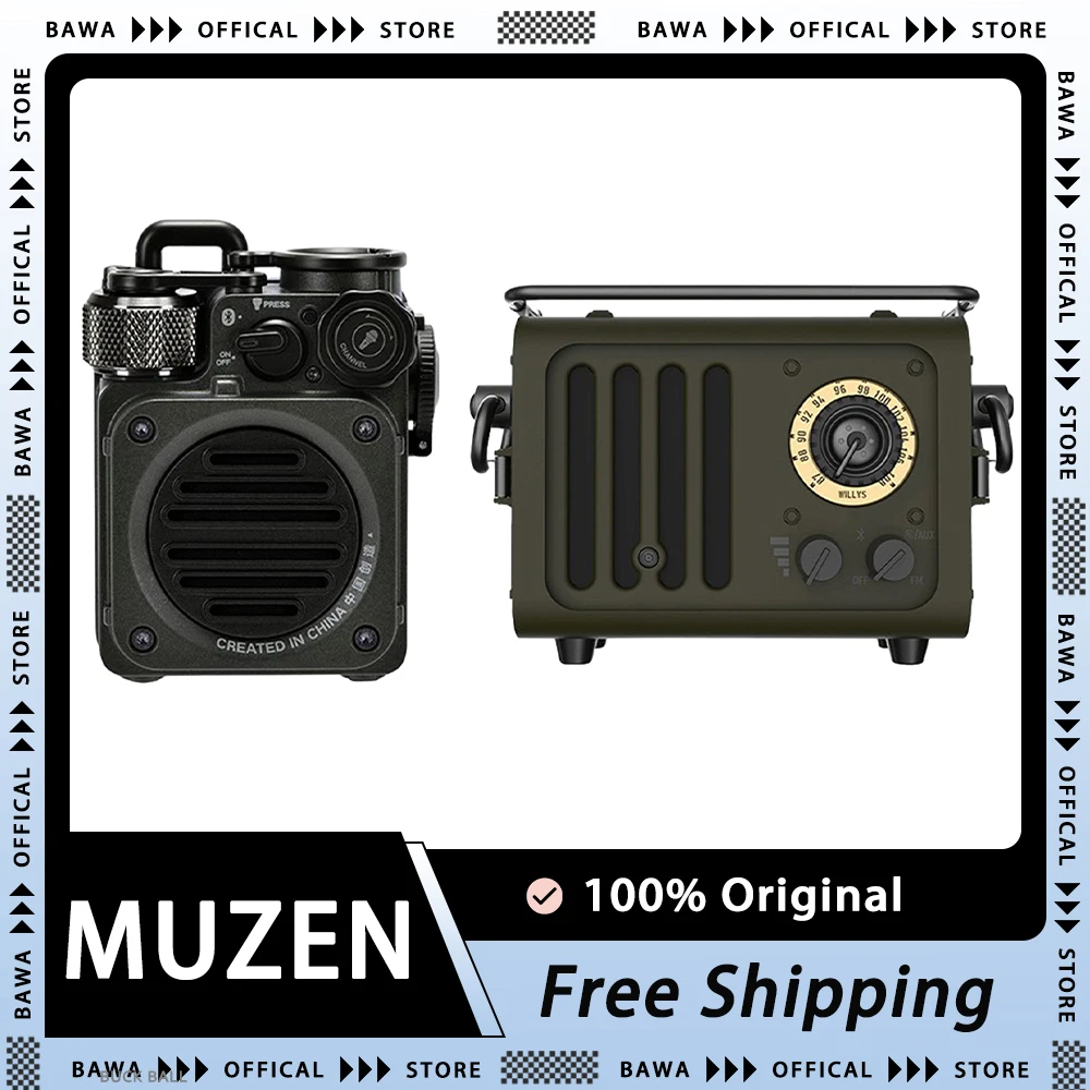 

Muzen Portable Speaker Metal Bluetooth Wireless Radiooo Wd101gn Retro Wild Jeep Style Fm Radio For Outdoor Creative Camping Gift