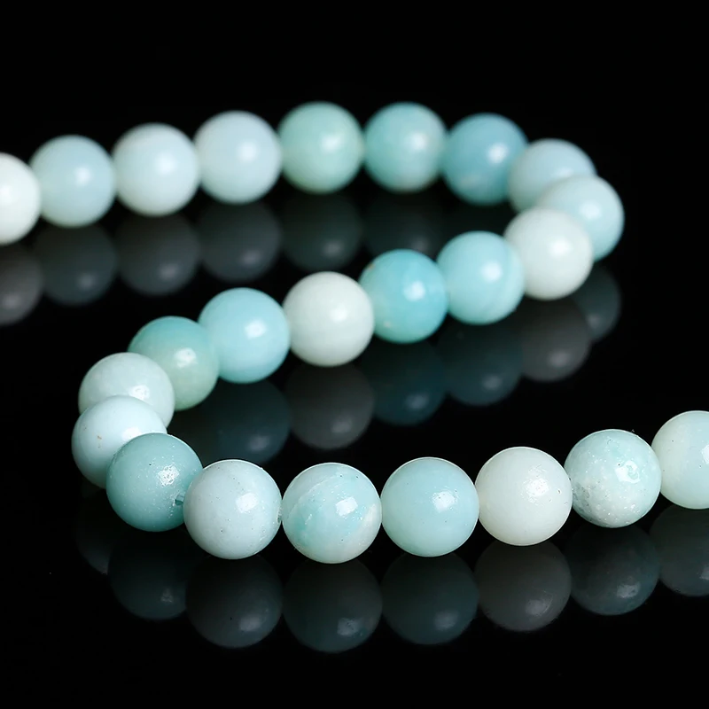 Genuine Natural Amazonite Stone Bead High Quality Loose Spacer 4 6 8 10MM For Jewelry Making Diy Necklace Bracelet Accessory