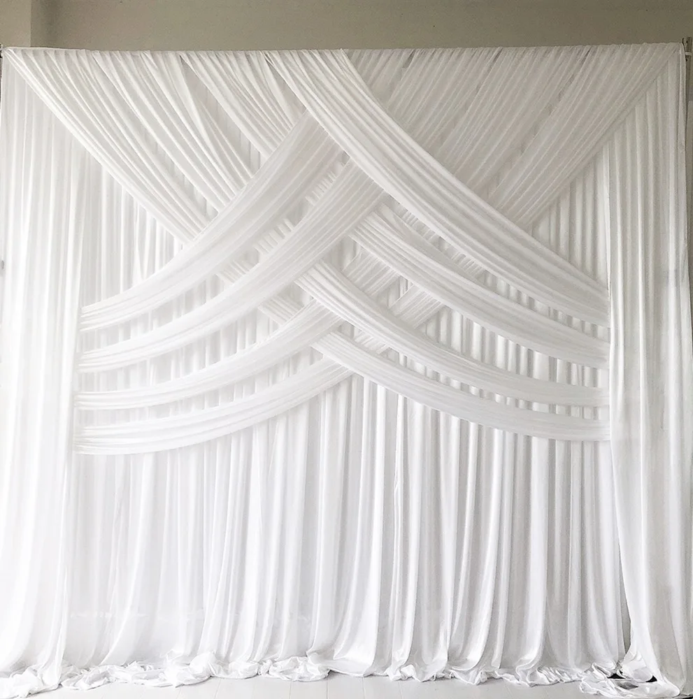 

3X3M White Cross Drapes Ice Silk Wedding Backdrop Curtain Event Party Celebration Fabric Stage Background Drapes Wall Decoration