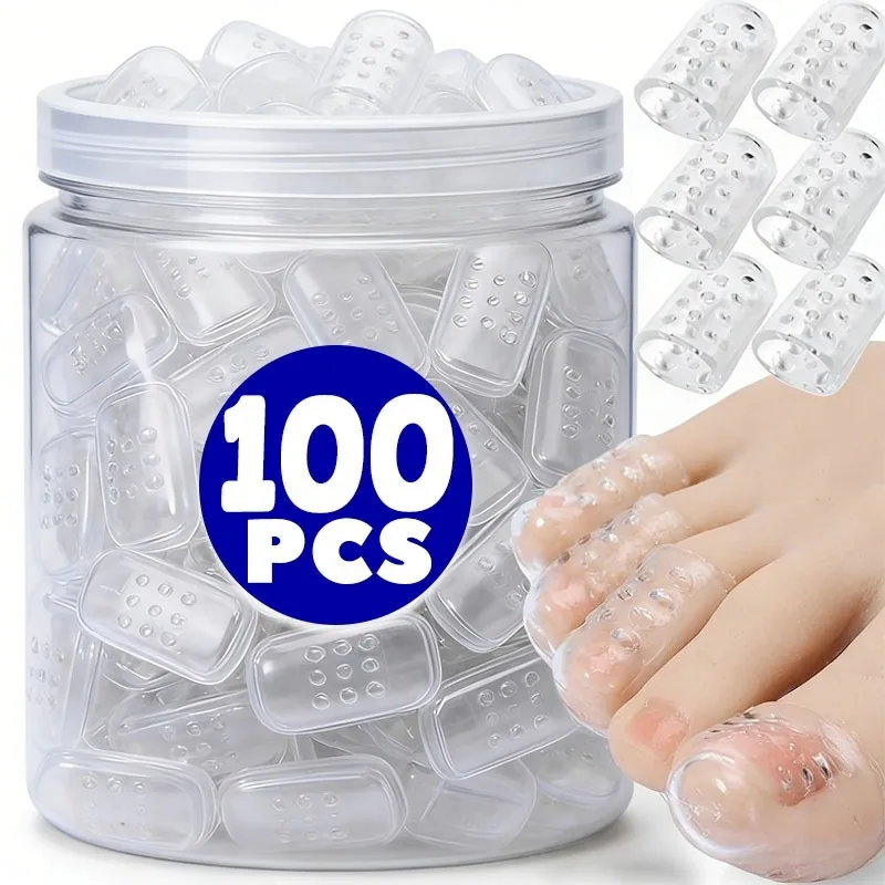 100pcs Breathable Toe Guards Anti Friction Silicone Sleeves for Blister Prevention Sports Daily