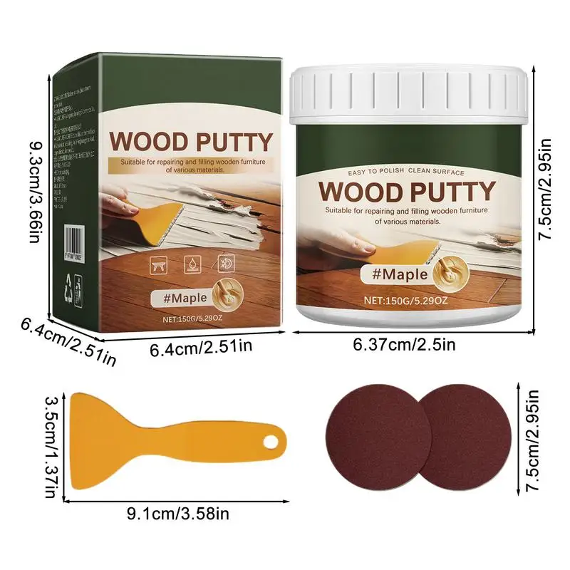 Stainless Wood Crack Putty Filler, Kit de reparação de móveis, Retocar para reparar arranhões, 150g